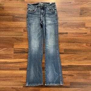 WRANGLER Rock 47 Low Rise Boot Cut Womens Jeans 3x32 Medium Wash Blingy Pockets
